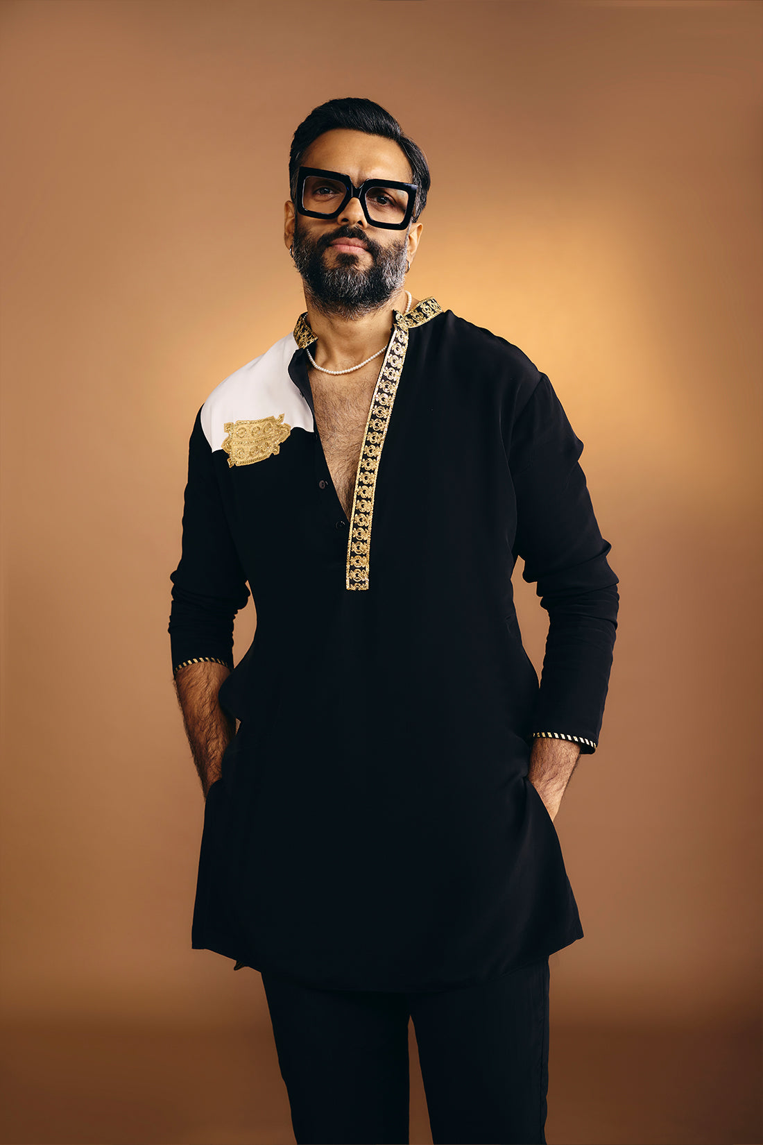 Black & White Turtle Tale Kurta Set