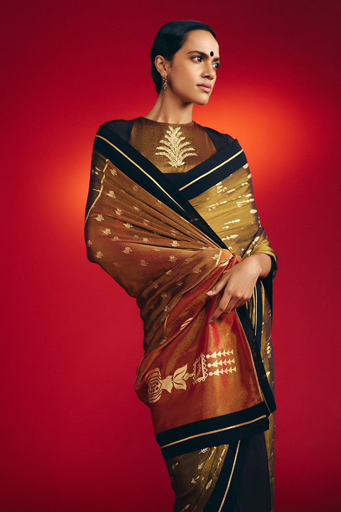 Midnight Amber Saree