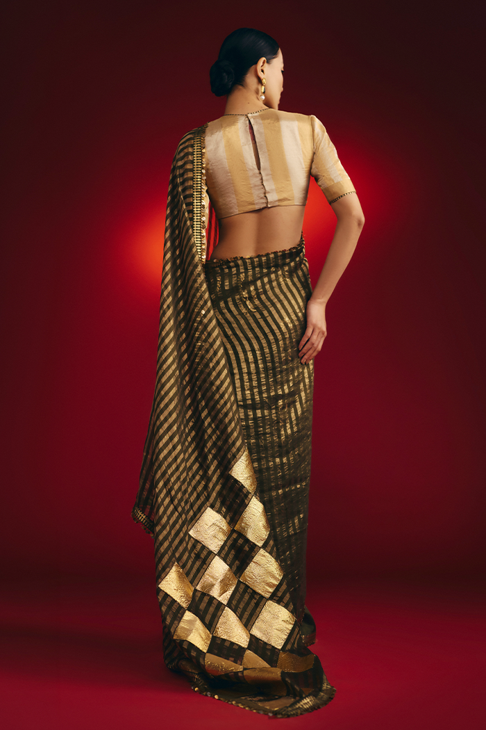 Olive Corncrest Gota Saree