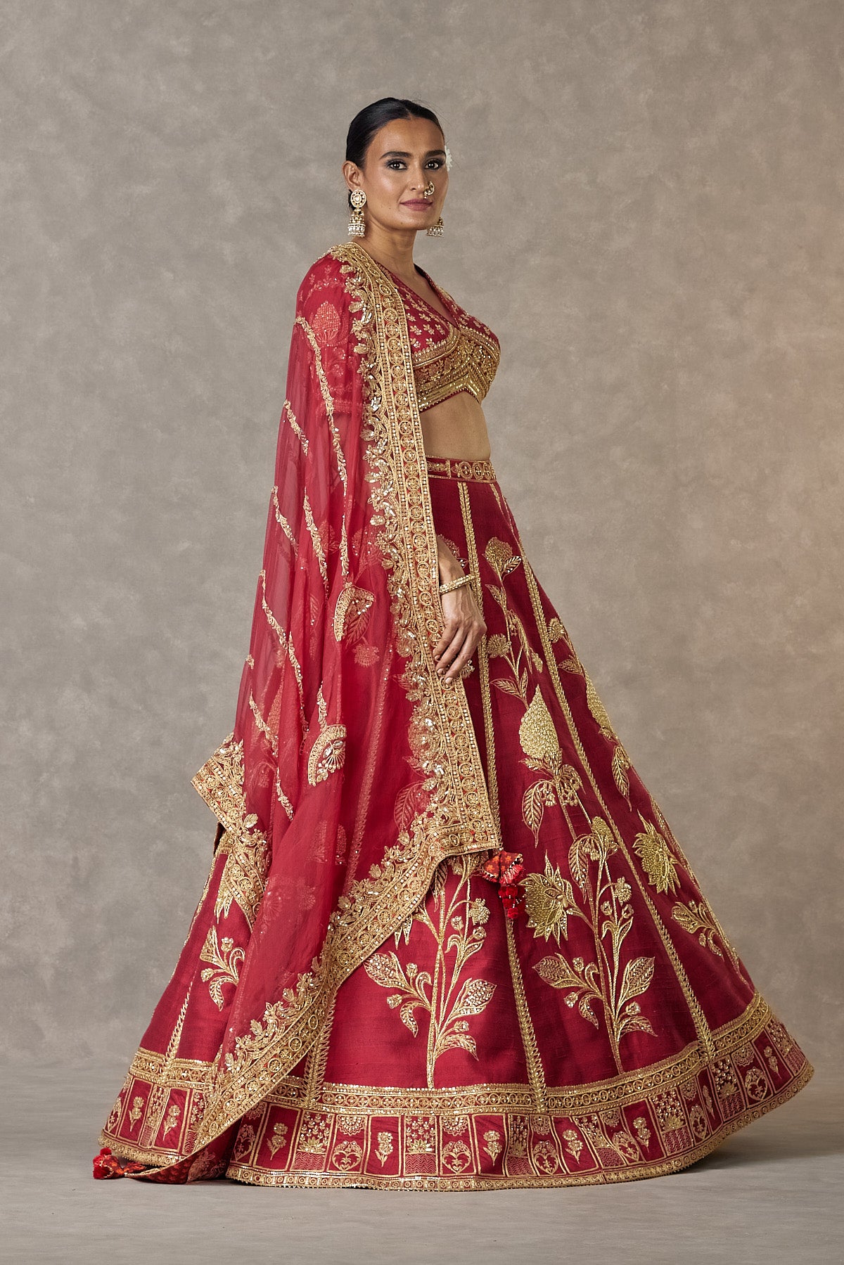Maroon 'Anar-Phool' Lehenga Set