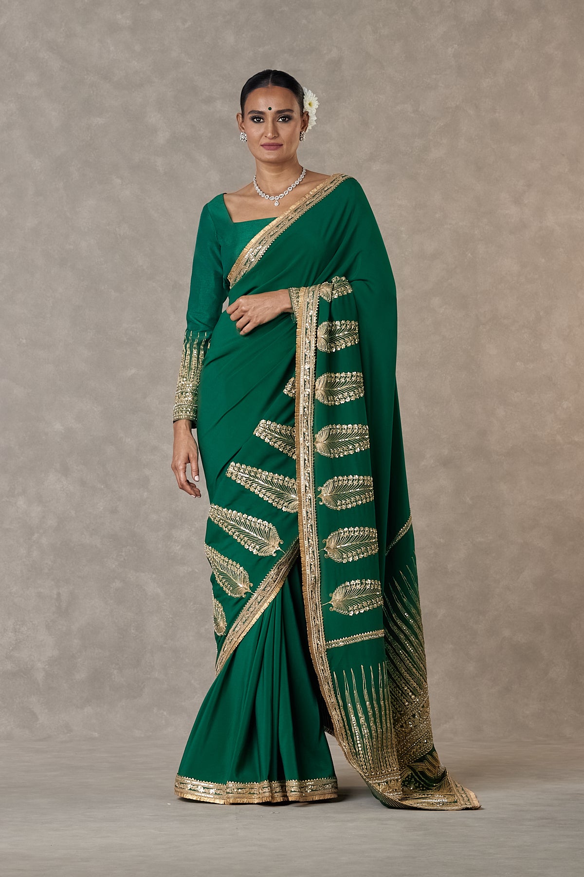 Dark green Son-Patti Saree
