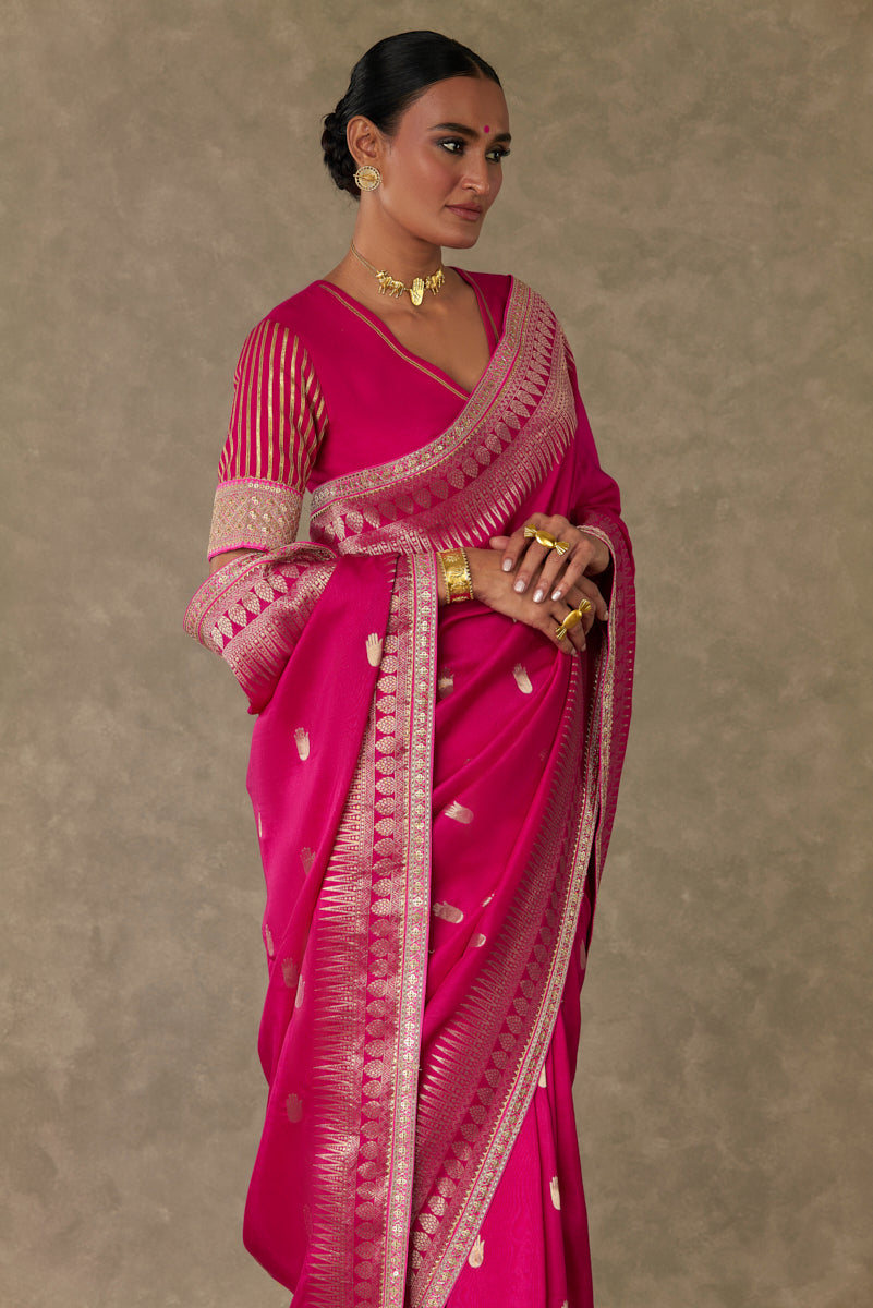 Magenta Haath Phool Saree