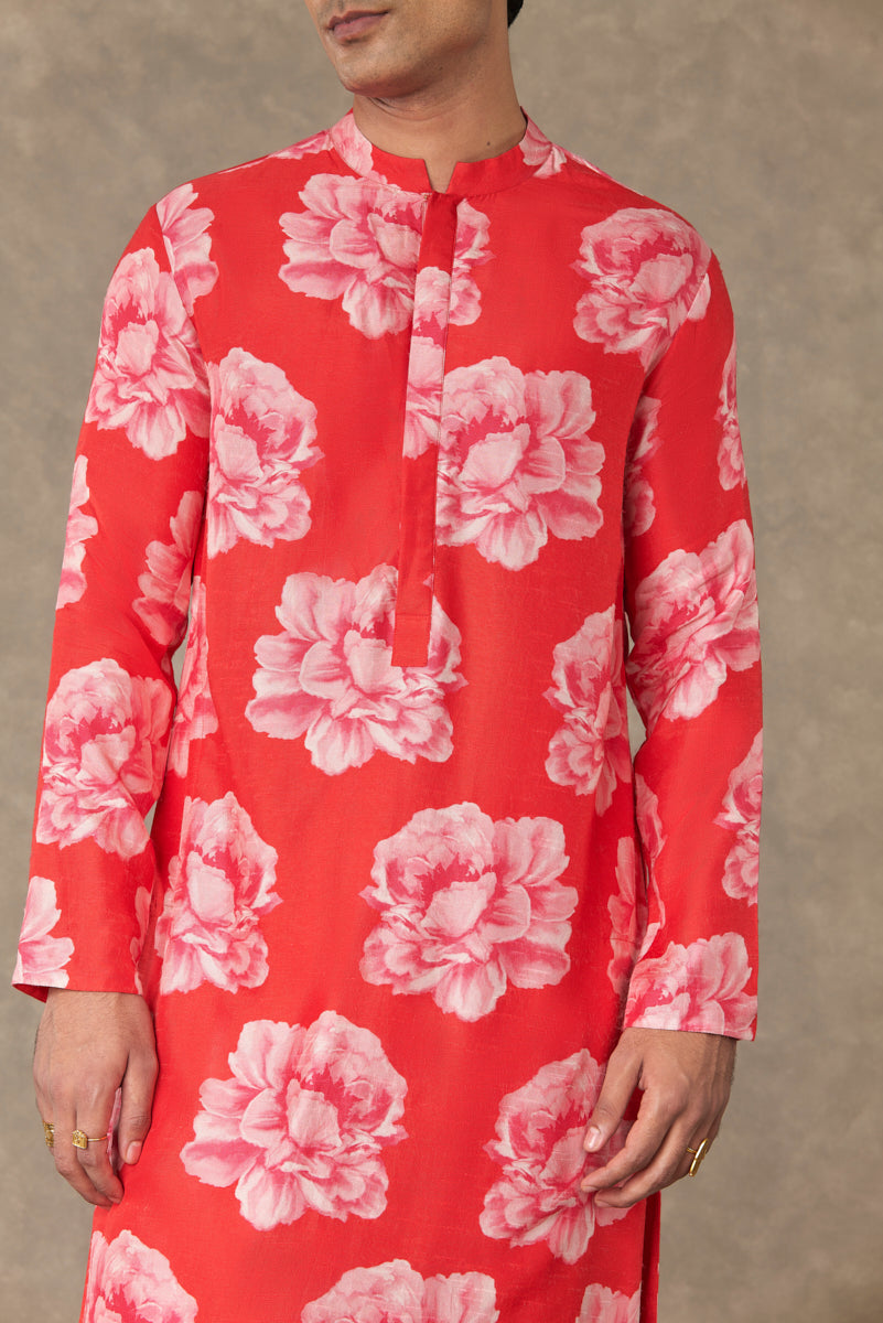Red Gulaab Kurta
