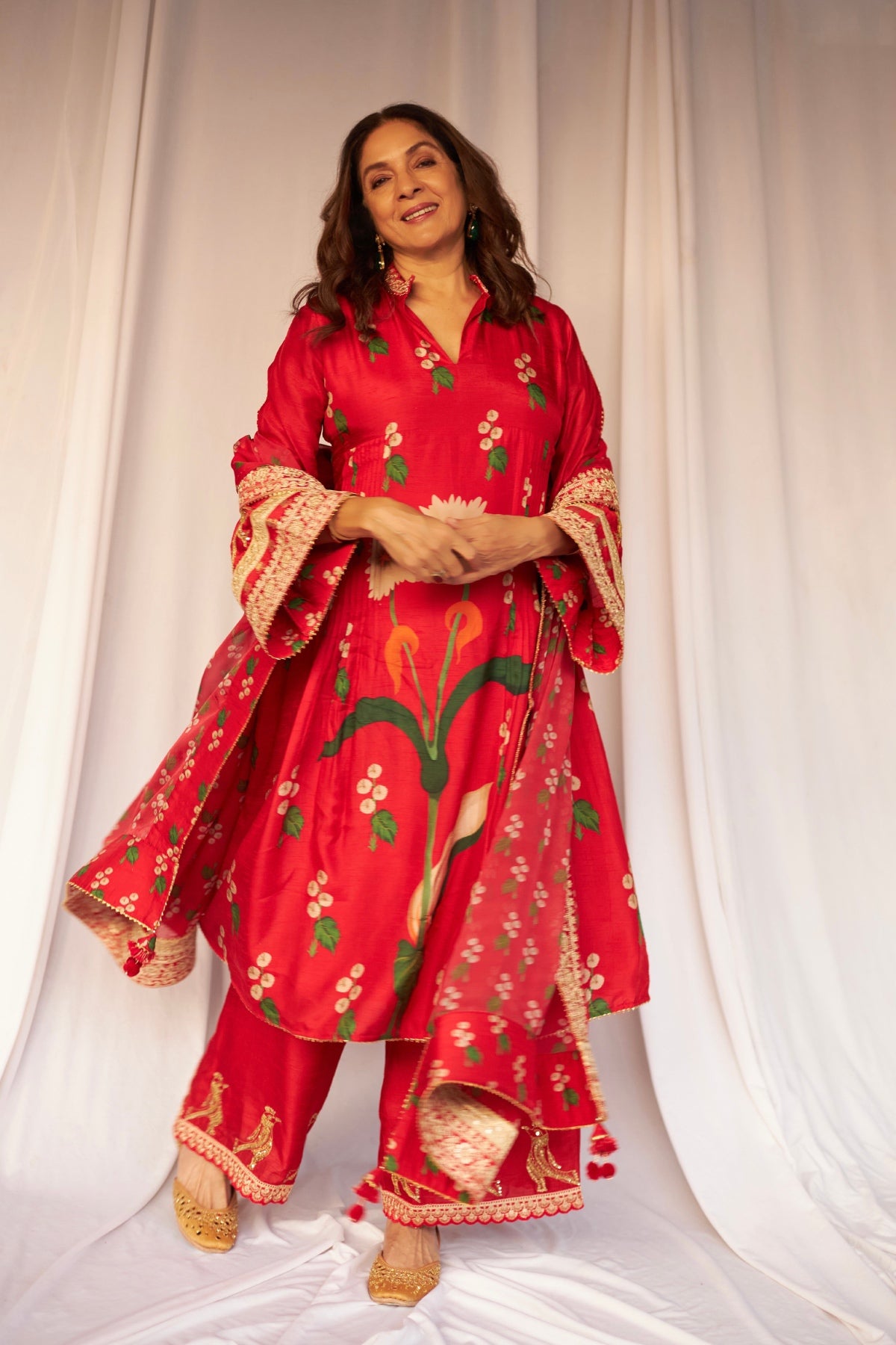 Red Spring Blossom Culotte Set