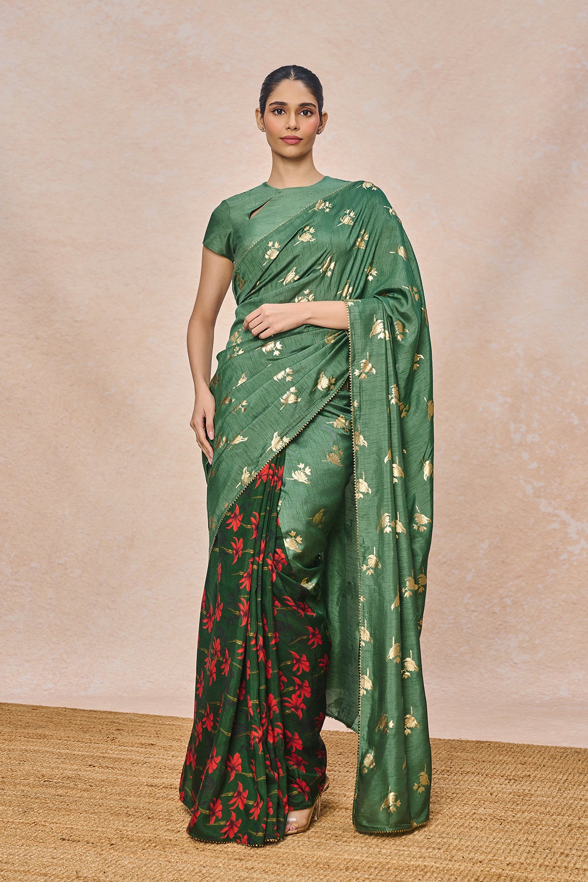 Sage Green Irisbud Saree
