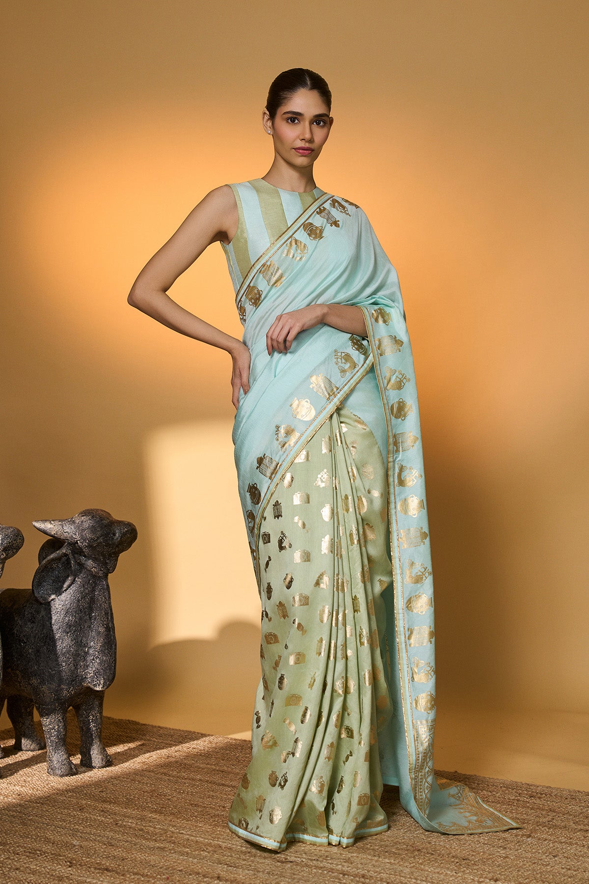 Mint And Blue All Charms Saree