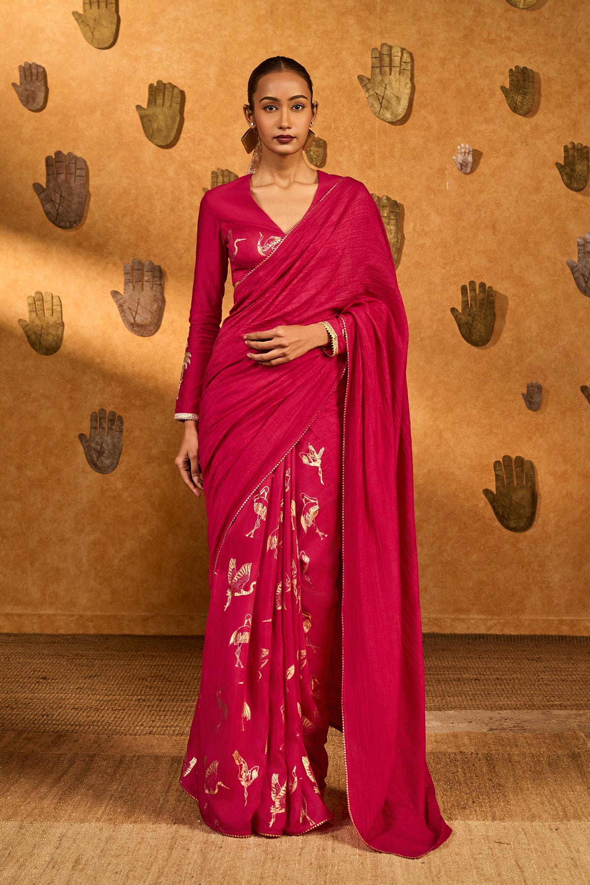 Pink Crane Dawn Saree