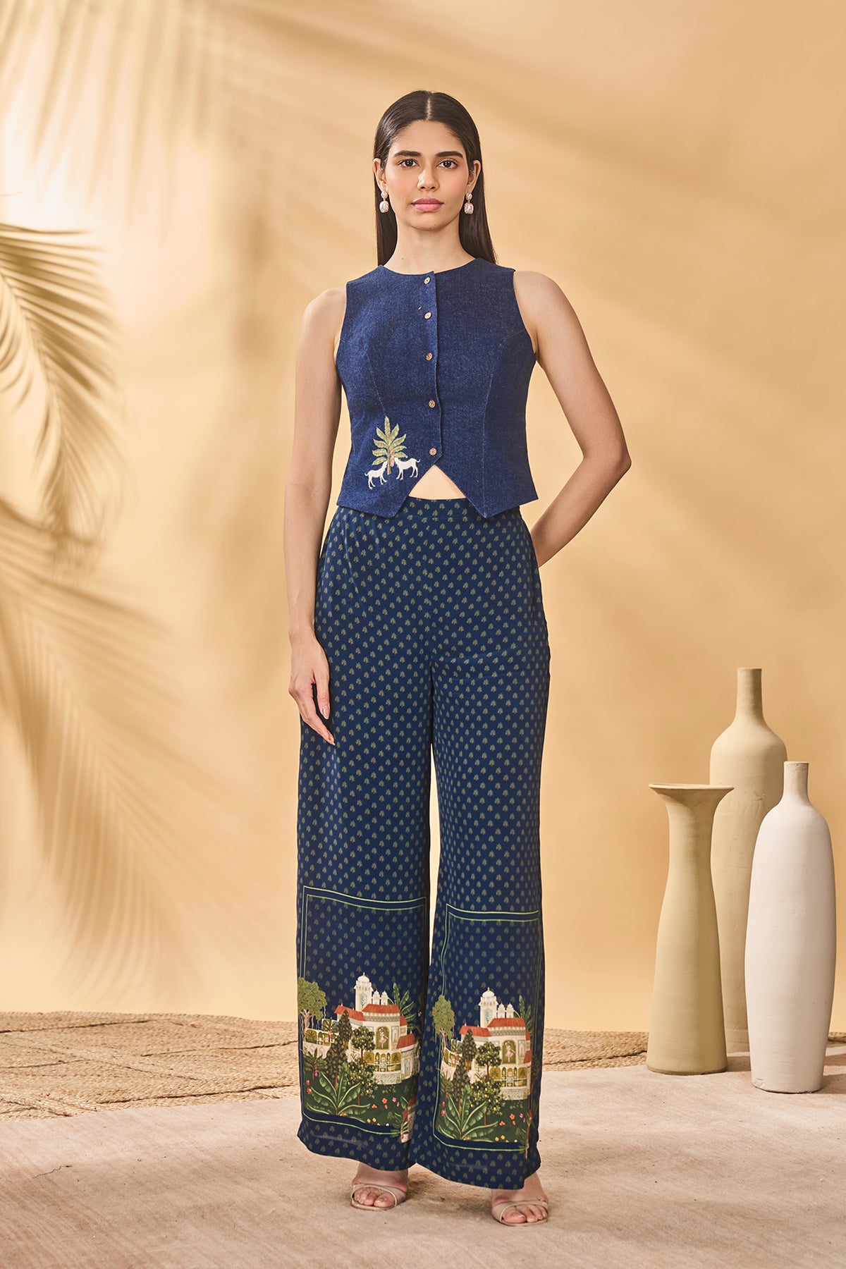 Paw-Tree Denim Waistcoat Trouser Set