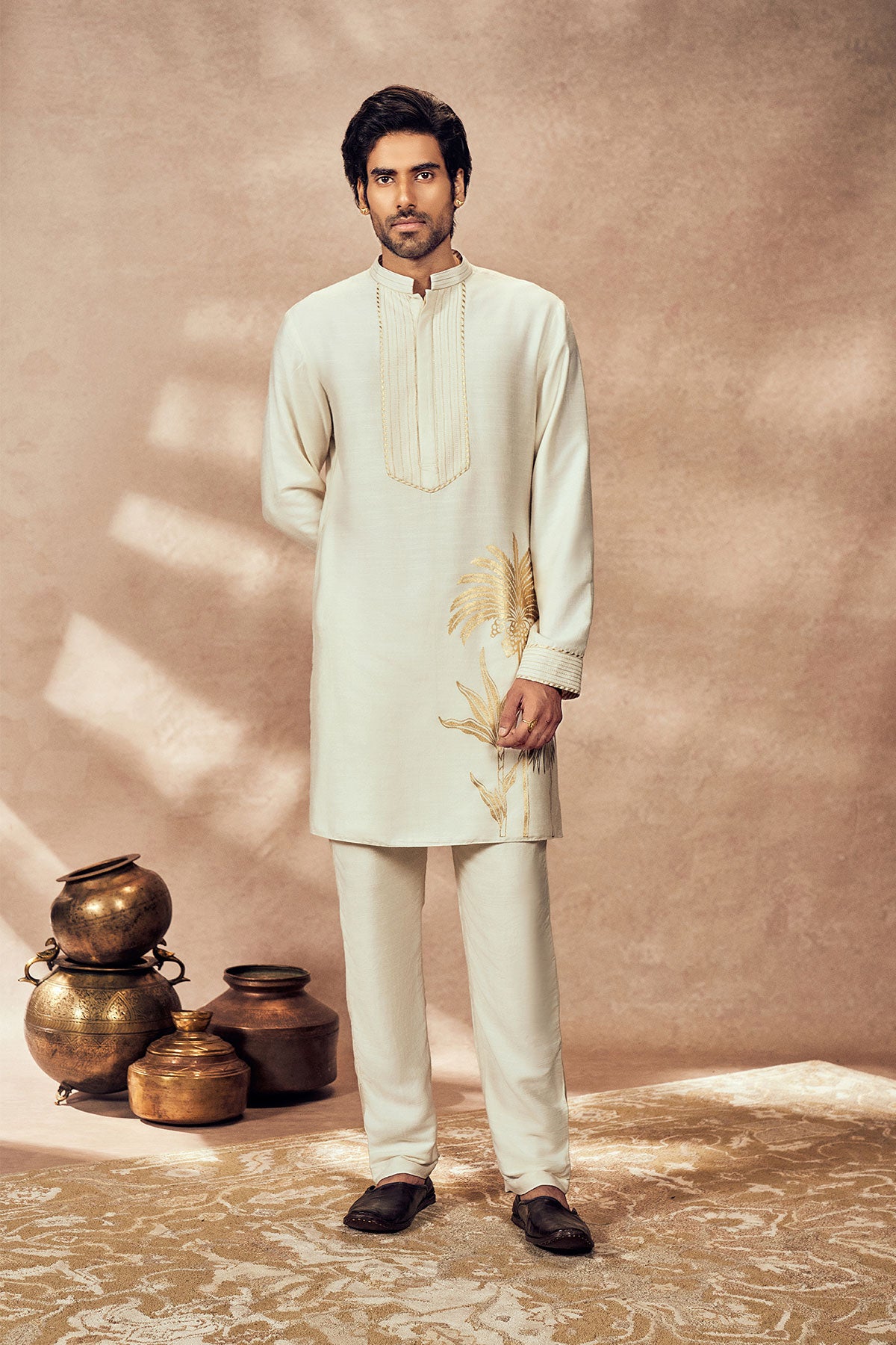 Ivory Palm Blooms Kurta Set