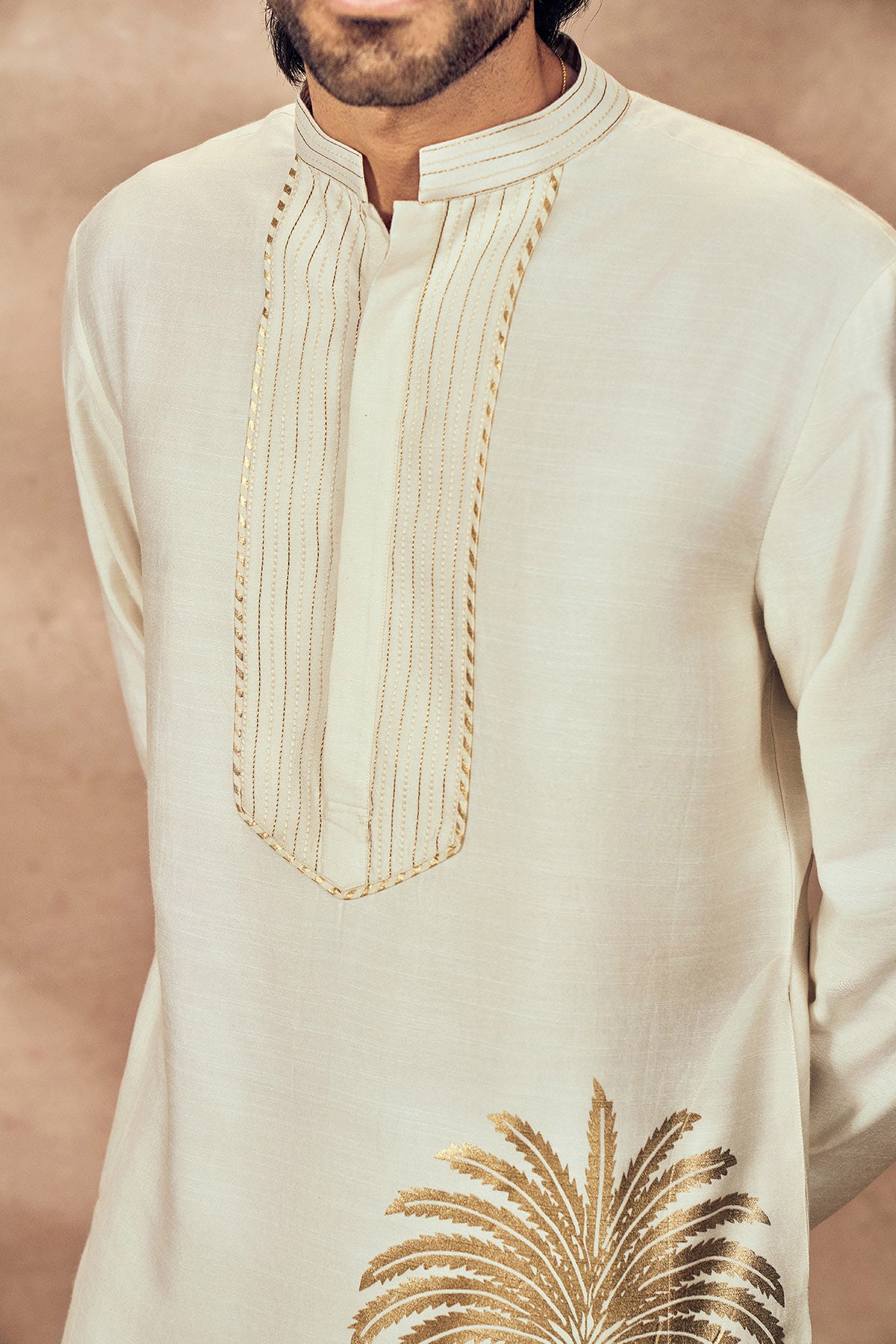 Ivory Palm Blooms Kurta Set