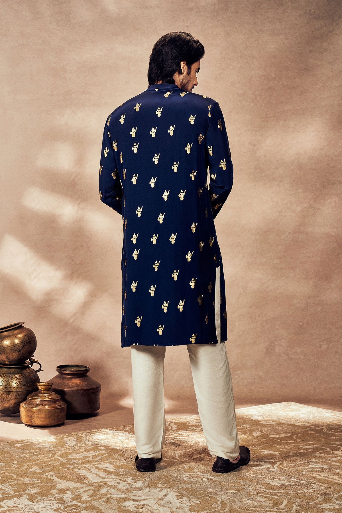Blue Whispering Leaf Foil Kurta Set