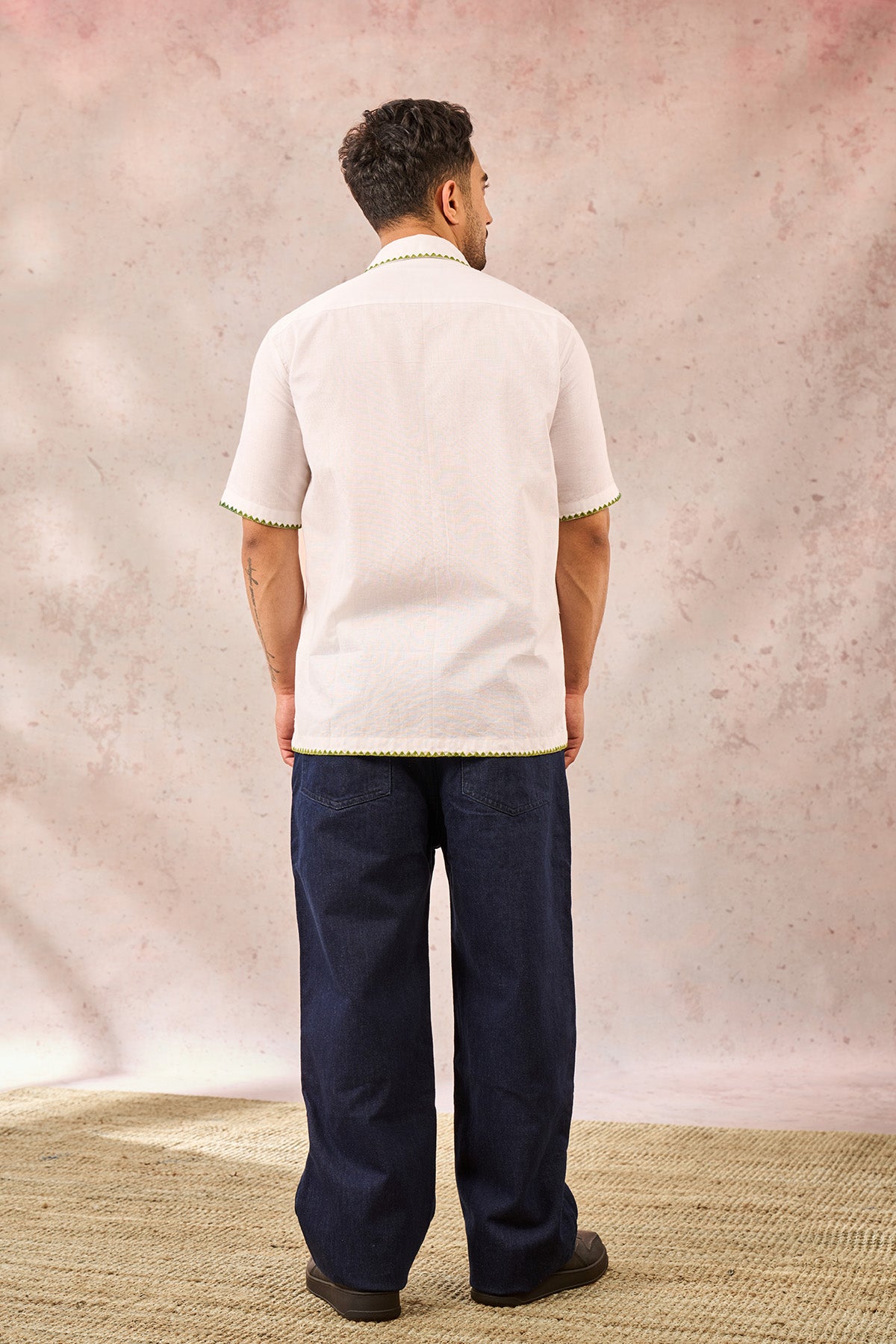 White Tropical Embroidered Shirt