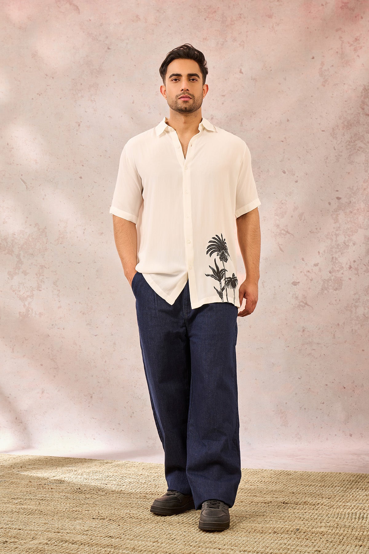 White Palm Tree Print Shirt