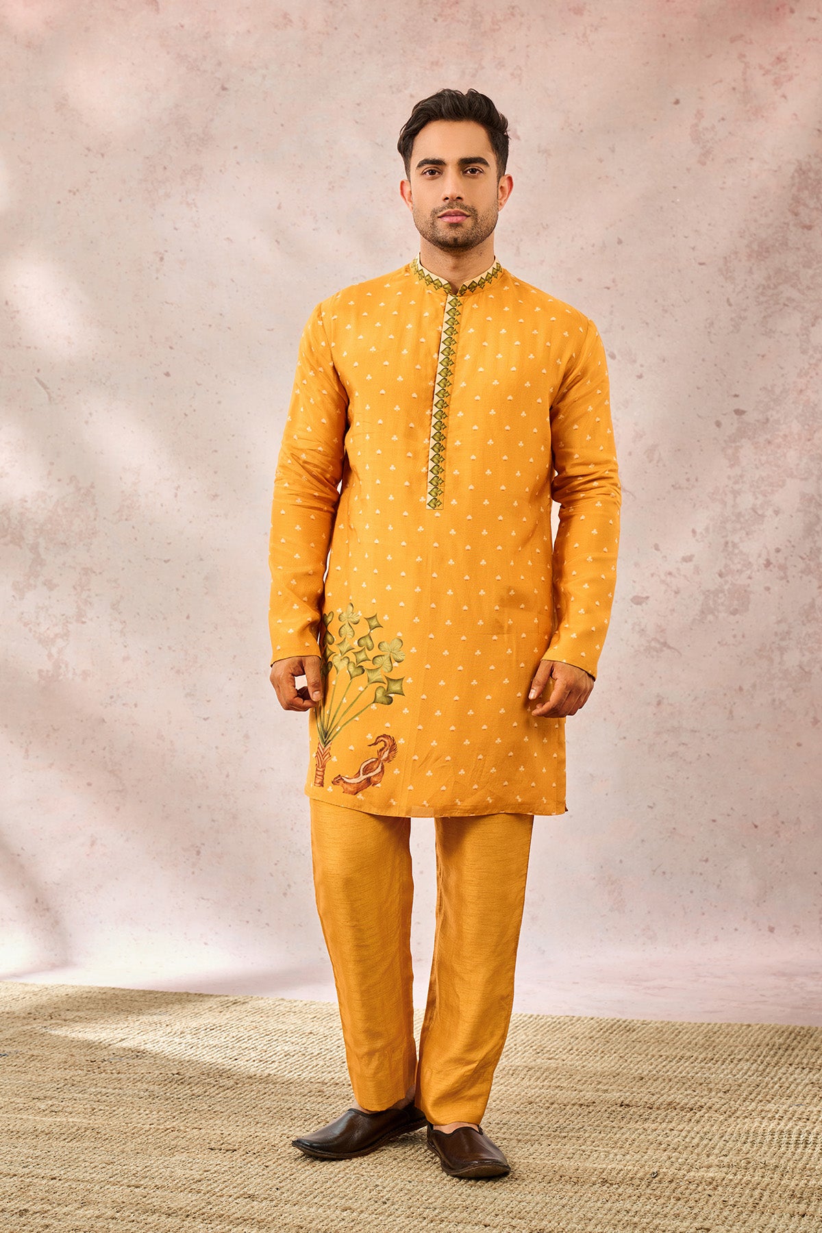 Yellow Spade Blossom Kurta Set