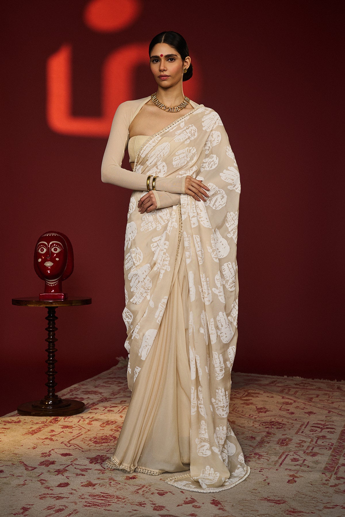 Beige Palm Saree