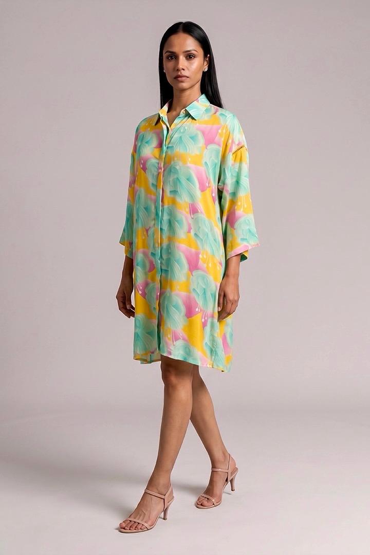 Aquamarine Bloomerang Shirt Dress