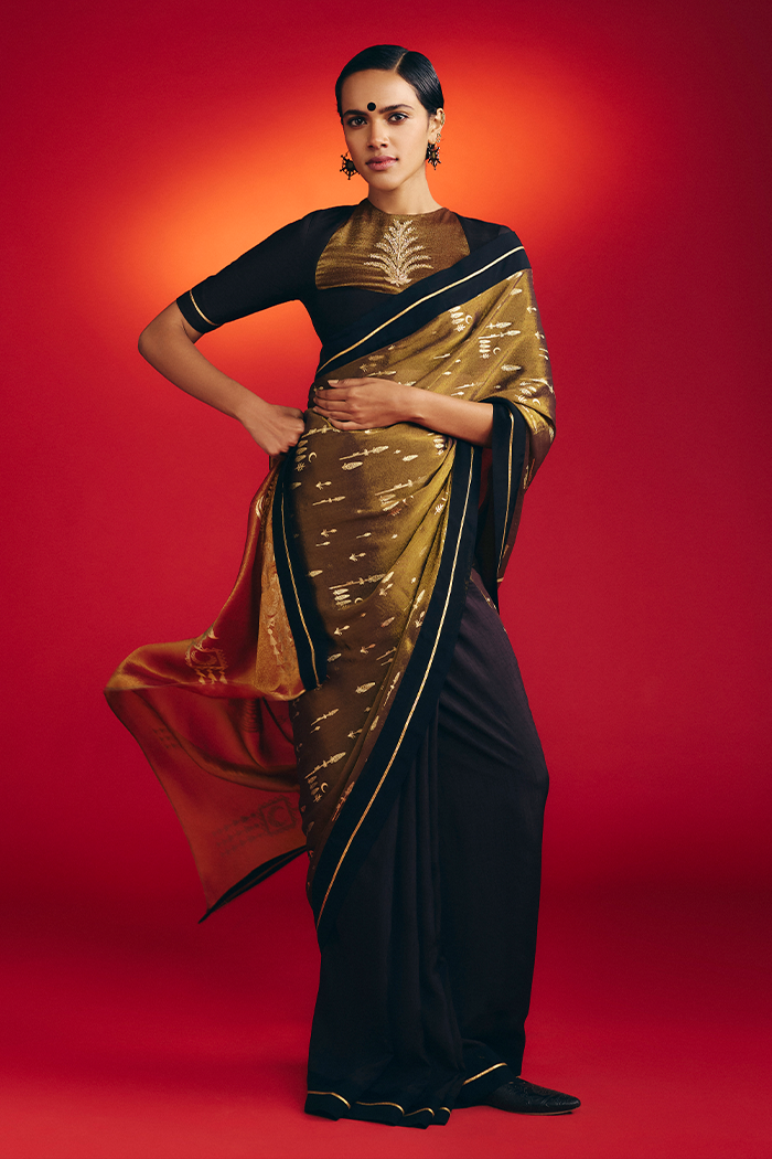 Midnight Amber Saree