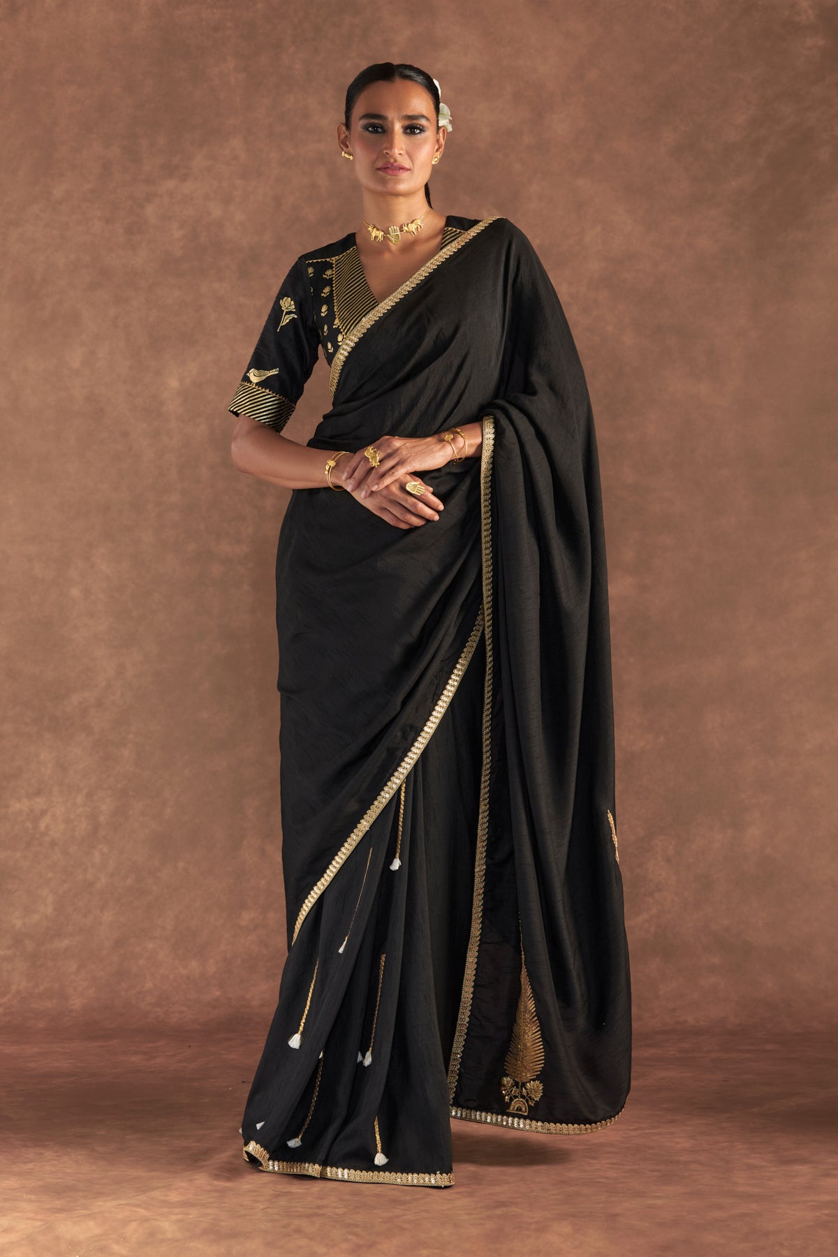 Black 'Paan-Patti' Saree