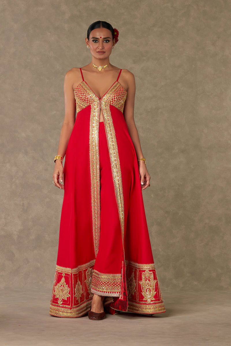 Red Haathphool Palazzo Set