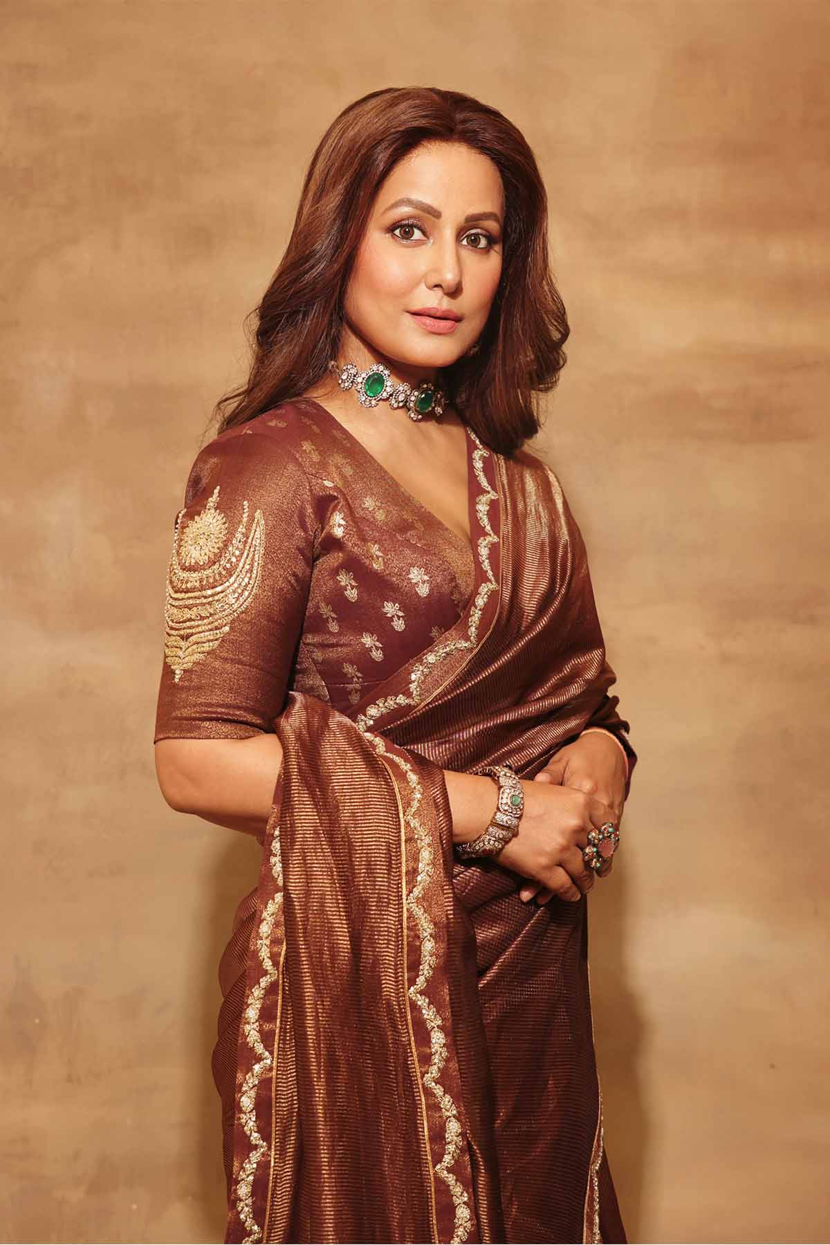 Brown Madakal Tissue Saree