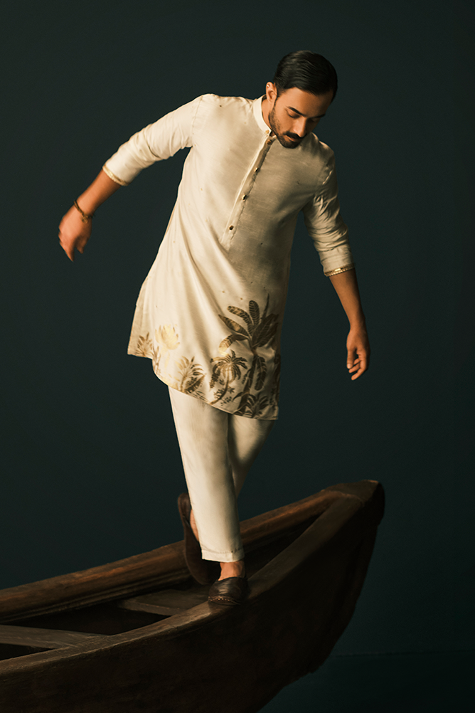 Ivory Backwater Postcard Kurta Set
