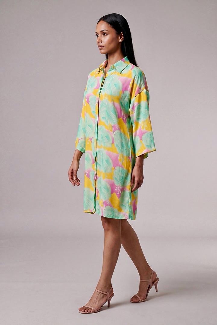 Aquamarine Bloomerang Shirt Dress
